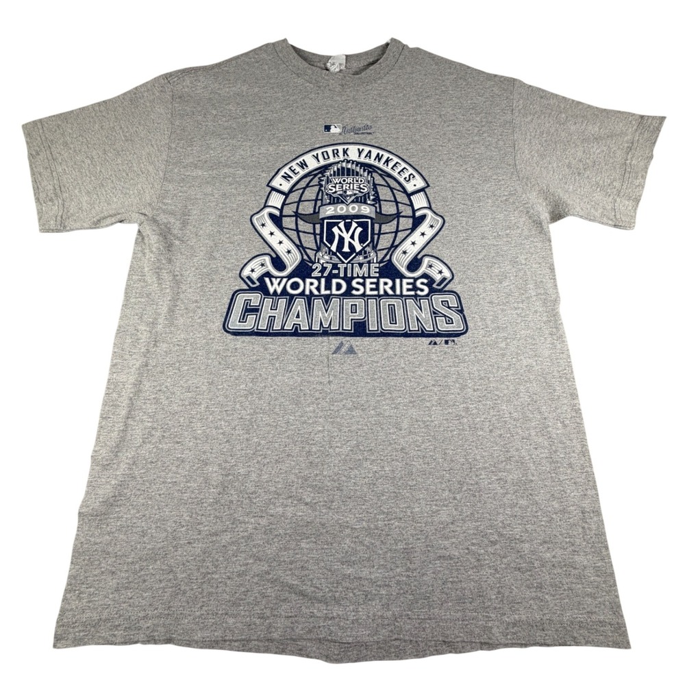 New York Yankees 2009 World Series Champions T-Shirt Gray Mens Large Alstyle MLB